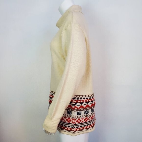 Vintage 70's Fiume Cream Tulip Cowlneck Sweater - Picture 3 of 8